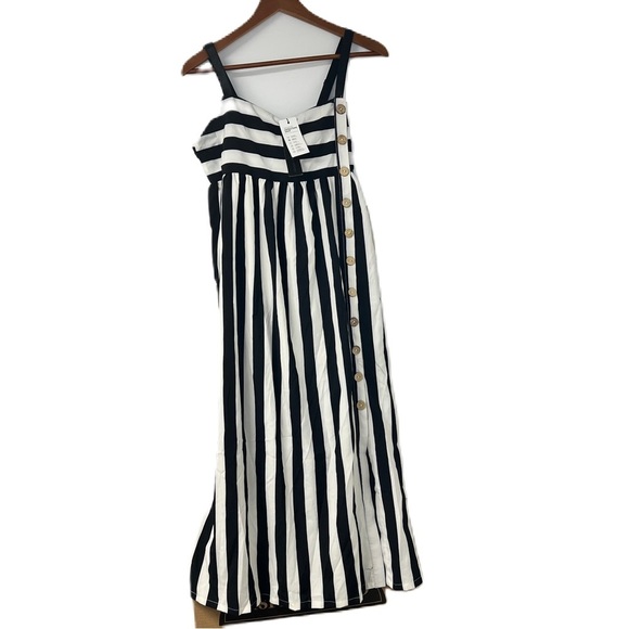 NWT Zanzea Woman's Blck & White Striped Button Down Jumper Sz L casual maxi midi - Picture 1 of 9